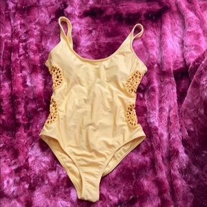 Yellow one-piece swimsuit